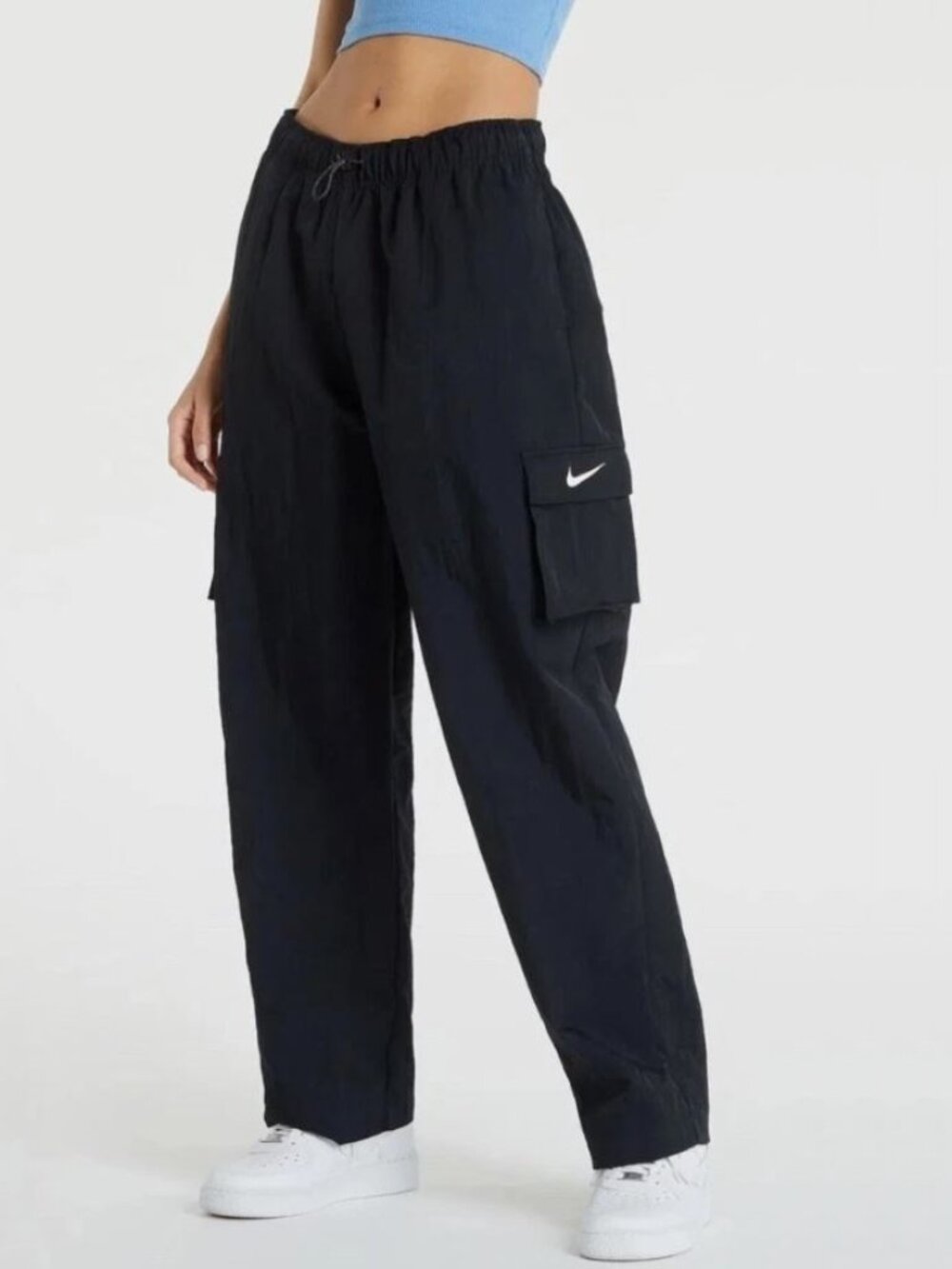 Nike Sportswear Essential Woven Oversized Cargo Pants DO7209-010 - Black - SMALL